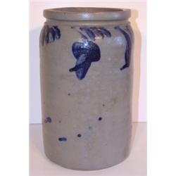 BLUE DECORATED STONEWARE CROCK