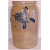 Image 1 : LARGE BLUE DECORATED STONEWARE CROCK