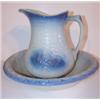 Image 1 : BLUE SALT-GLAZED WASHBOWL & PITCHER