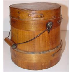 SMALL PRIMITIVE FIRKIN WITH HANDLE & LID
