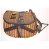 Image 1 : EARLY LEATHER & WICKER FISHING BASKET