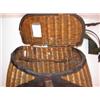 Image 2 : EARLY LEATHER & WICKER FISHING BASKET