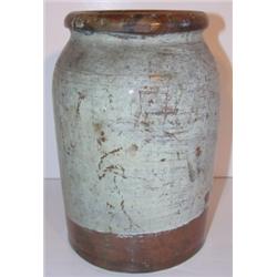WHITE OVERPAINTED REDWARE CROCK