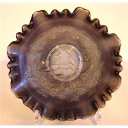 PURPLE AMETHYST CARNIVAL GLASS BOWL