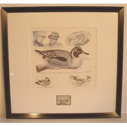 FRAMED WARD BROS. WATERFOWL STAMP & PRINT