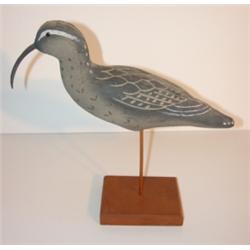 CARVED WOODEN CURLEW ON BASE