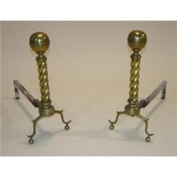 PR. OF BRASS CANNONBALL ANDIRONS