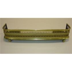 BRASS FIREPLACE FENDER WITH BALL FEET