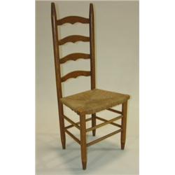 PRIMITIVE LADDER BACK & RUSH BTM. SIDE CHAIR