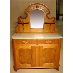 ORNATE VICTORIAN WALNUT MARBLE TOP SIDEBOARD