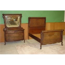 ORNATE OAK TWO PC. BEDROOM SUITE