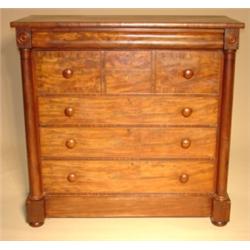 MASSIVE EMPIRE WALNUT 6 DRAWER CHEST