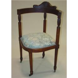 MAHOGANY UPHOLSTERED CORNER CHAIR