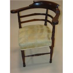WALNUT UPHOLSTERED CORNER CHAIR