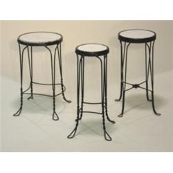 SET OF 3 WROUGHT IRON ICE CREAM PARLOR STOOLS
