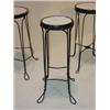 Image 2 : SET OF 3 WROUGHT IRON ICE CREAM PARLOR STOOLS