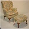 Image 1 : KINDEL QUEEN ANNE STYLE WINGCHAIR & OTTOMAN