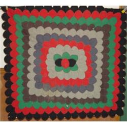 CA. 1835-40 WOOL TABLE RUG