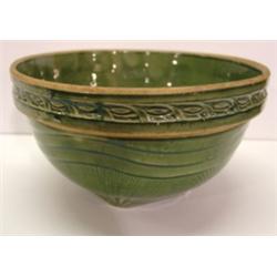GREEN GLAZED ART POTTERY BOWL