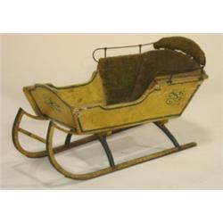 YELLOW PAINTED CHILD'S SLEIGH