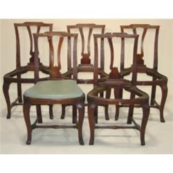 SET OF 5 TRANSITIONAL CHIPPENDALE SIDE CHAIRS