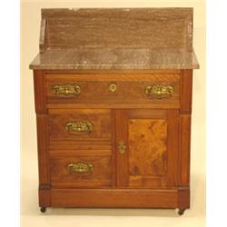 VICTORIAN WALNUT MARBLE TOP WASHSTAND