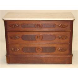 VICTORIAN WALNUT MARBLE TOP CHEST