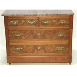 VICTORIAN WALNUT MARBLE TOP CHEST