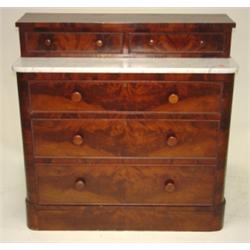 VICTORIAN WALNUT MARBLE TOP CHEST