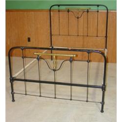 WROUGHT IRON AND BRASS BED