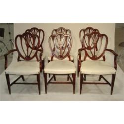 SET OF 6 MAHOGANY SHIELD BACK DINING CHAIRS