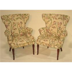 PR. OF UPHOLSTERED FIRESIDE ARM CHAIRS