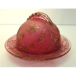 CRANBERRY DELAWARE GLASS BUTTER DISH