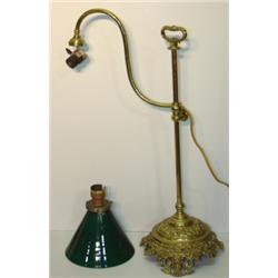 BRASS STUDENT LAMP W/GREEN SHADE