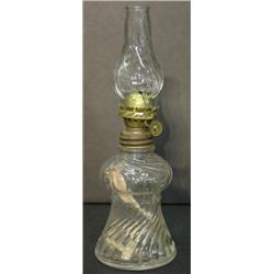 MINIATURE CLEAR GLASS OIL LAMP