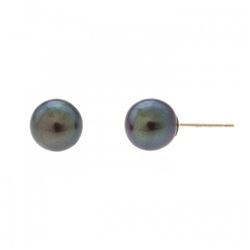 7.5-8.0mm Japanese Akoya Black Pearl Stud Earrings