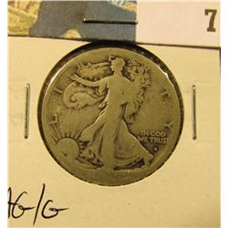 1916 S Walking Liberty Half Dollar, AG/G.