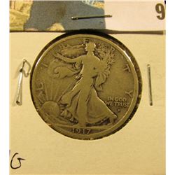 1917 Obverse D Walking Liberty Half Dollar, VG.