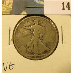 1918 D Walking Liberty Half Dollar, VG.