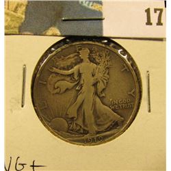 1919 D Walking Liberty Half Dollar, VG+.