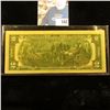 Image 2 : Series 1976 U.S. Two Dollar Federal Reserve Note, CU. Postmarked and stamped with a 13c Stamp on the