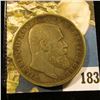 Image 2 : 1907 F Wuerttemberg Germany .900 fine Silver Five Mark, VF.
