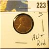 1918 S Lincoln Cent - AU + red