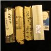 Image 2 : 4 BU Rolls of Jefferson Nickels  1 roll 64P, 2 rolls 64D, 1 roll 65P