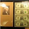 Image 2 : Uncut Sheet of 4 Series 2003 A  One dollar bills in folder