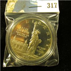 1986 S Ellis Islands Silver Statue of Liberty Commemorative Dollar, Proof, encapsulated.