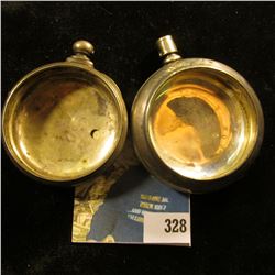 Pair of Heavy Men's Pocket Watch Cases, no works. One is labeled "Coin Silver" & I believe the keywi
