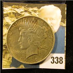 1922 P U.S. Peace Silver Dollar, VF.