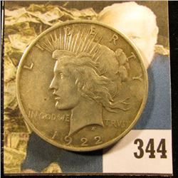 1922 P U.S. Peace Silver Dollar, Fine.