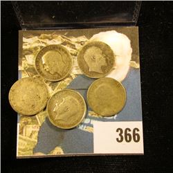 1903, 1911, 1912, 1928, & 1935 Great Britain Silver Three Pences. .1681 ozs. pure Silver.